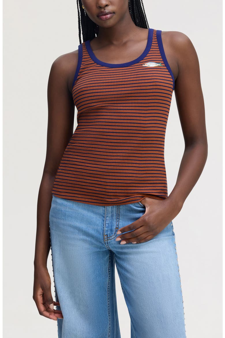 Stripe Knit Tank, Main, color, BROWN AND NAVY