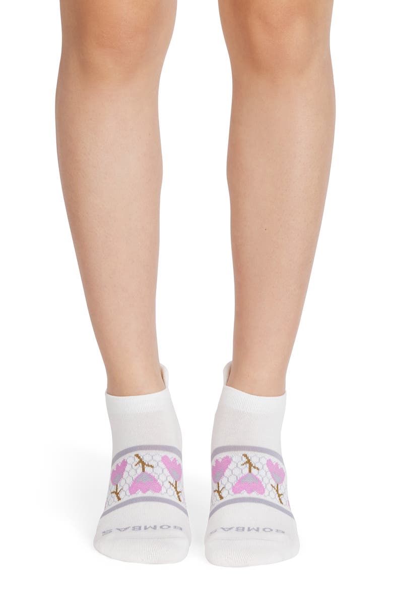 Bombas Floral Ankle Socks, Main, color, Soft White