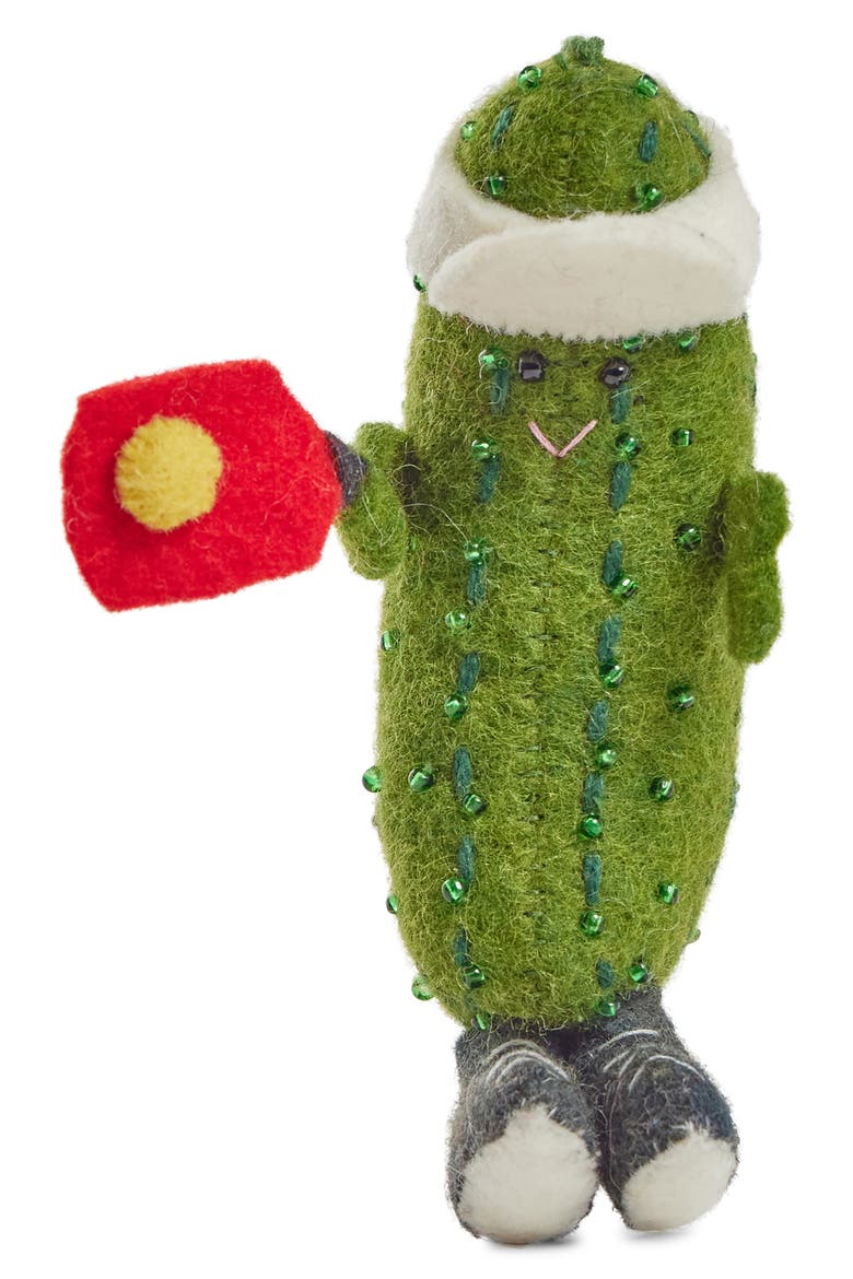 Felted Wool Pickleball Ornament, Alternate, color, GREEN
