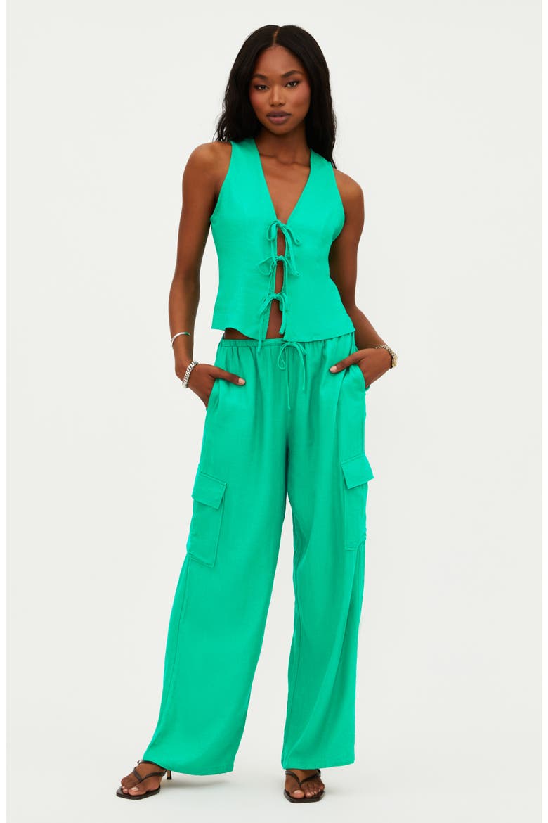 Arlowe Tie Front Vest, Alternate, color, MEDITERRANEAN MINT