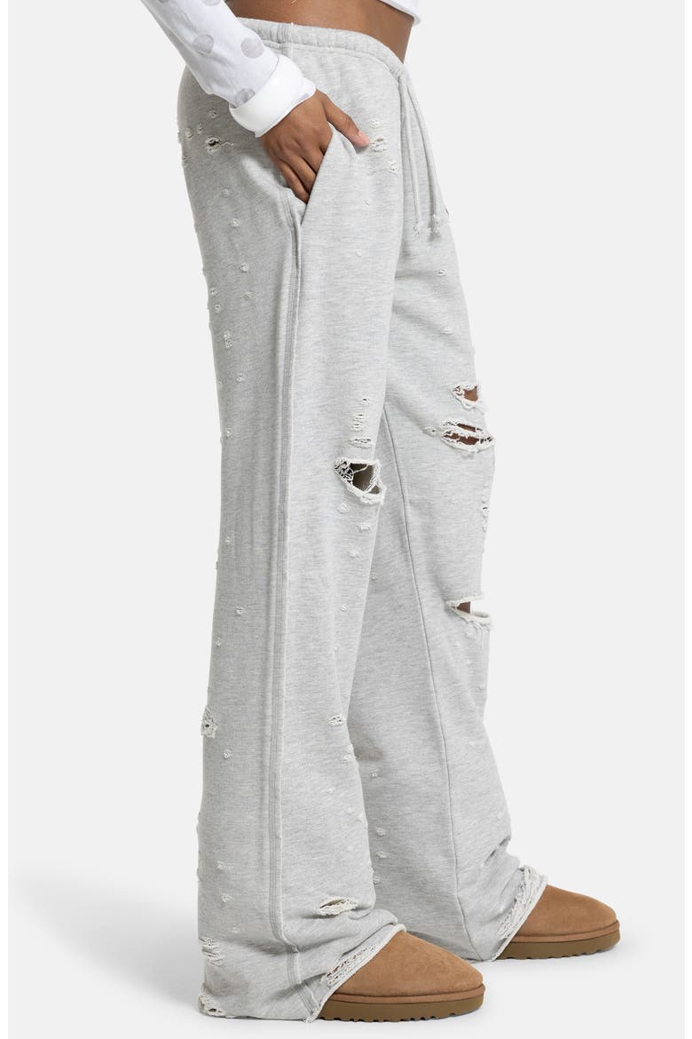 Cleo Distressed Cotton Blend Joggers, Alternate, color, GREY