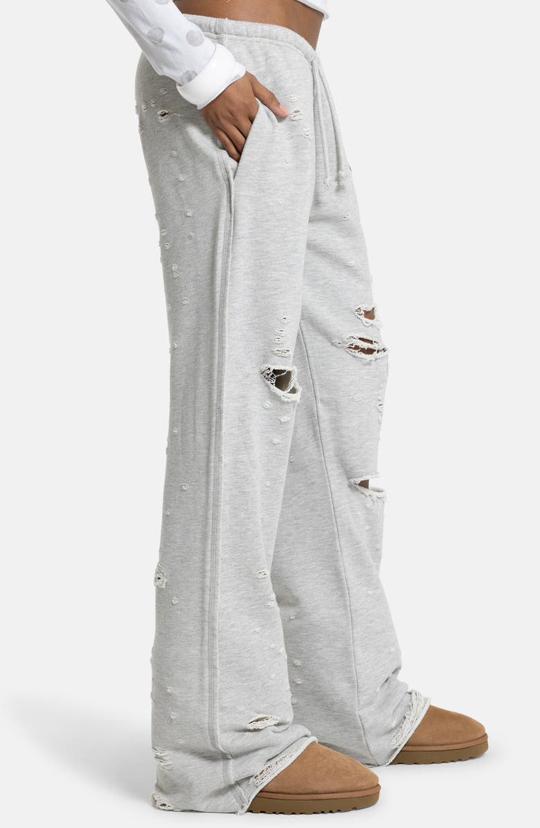 JADED LONDON Cleo Distressed Cotton Blend Joggers, Alternate, color, Grey