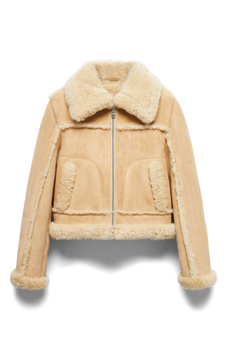 MANGO Genuine Shearling Jacket, Alternate, color, 