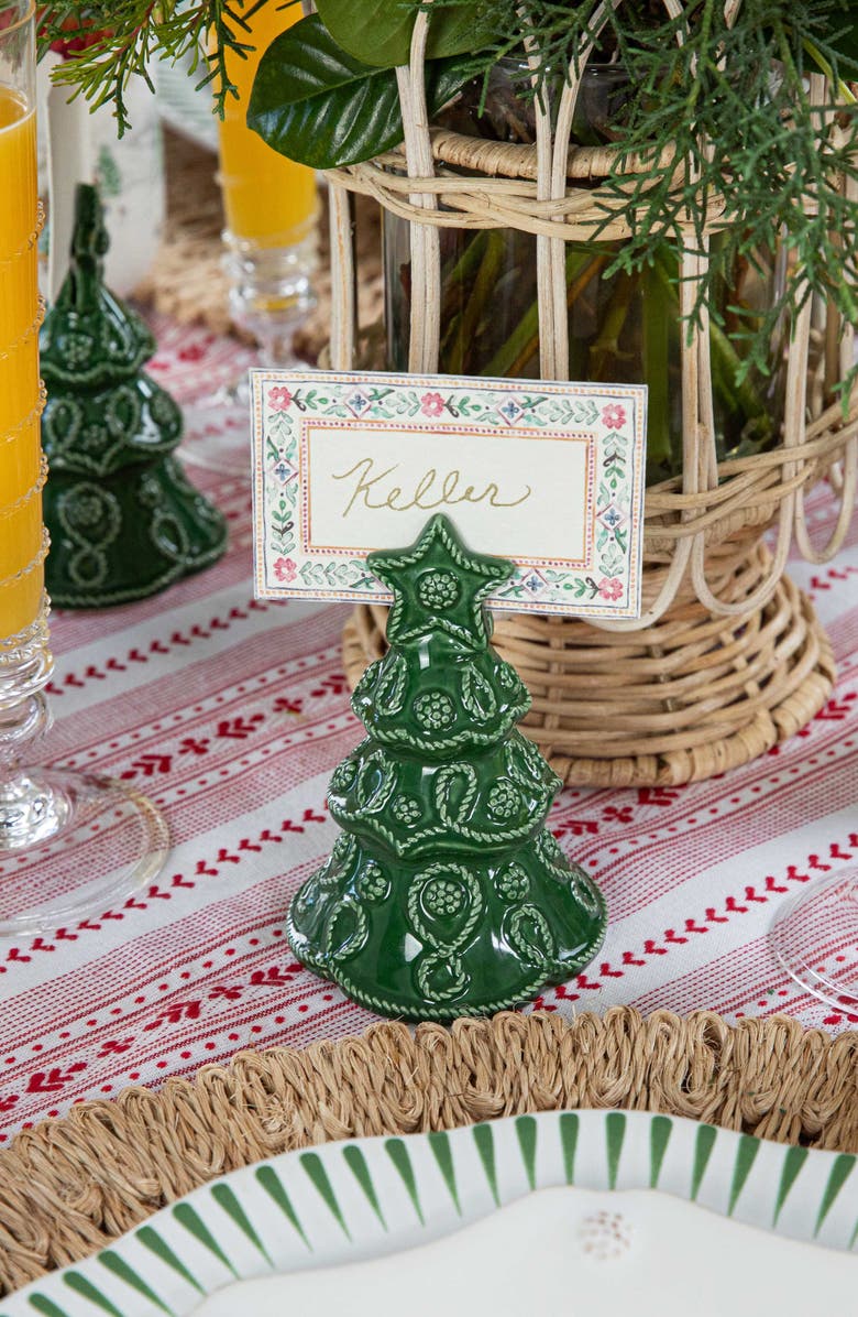 Juliska Berry & Thread Set of 4 Tree Place Card Holders, Alternate, color, Basil