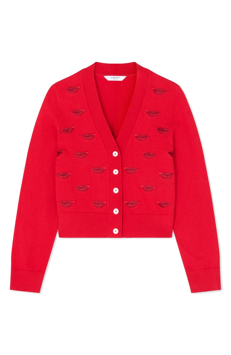 LK Bennett Tallis Lips Cardigan, Alternate, color, 