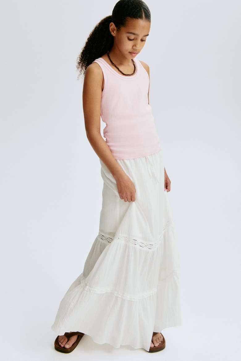 Tiered Skirt, Alternate, color, Cream/patterned