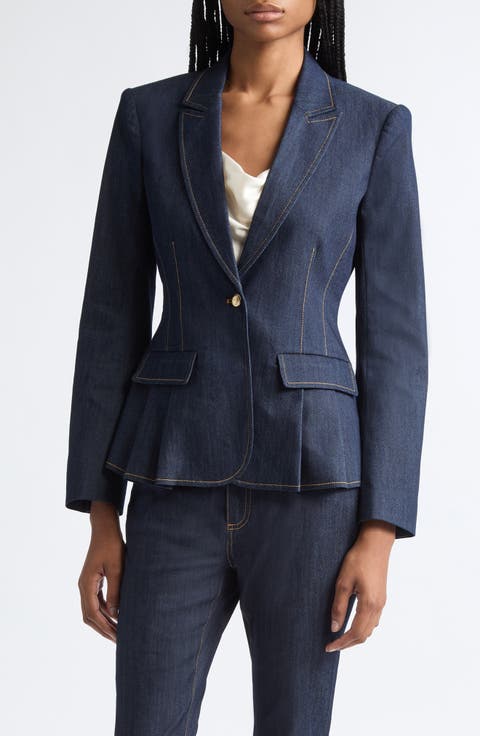 Arlene Peplum Denim Blazer