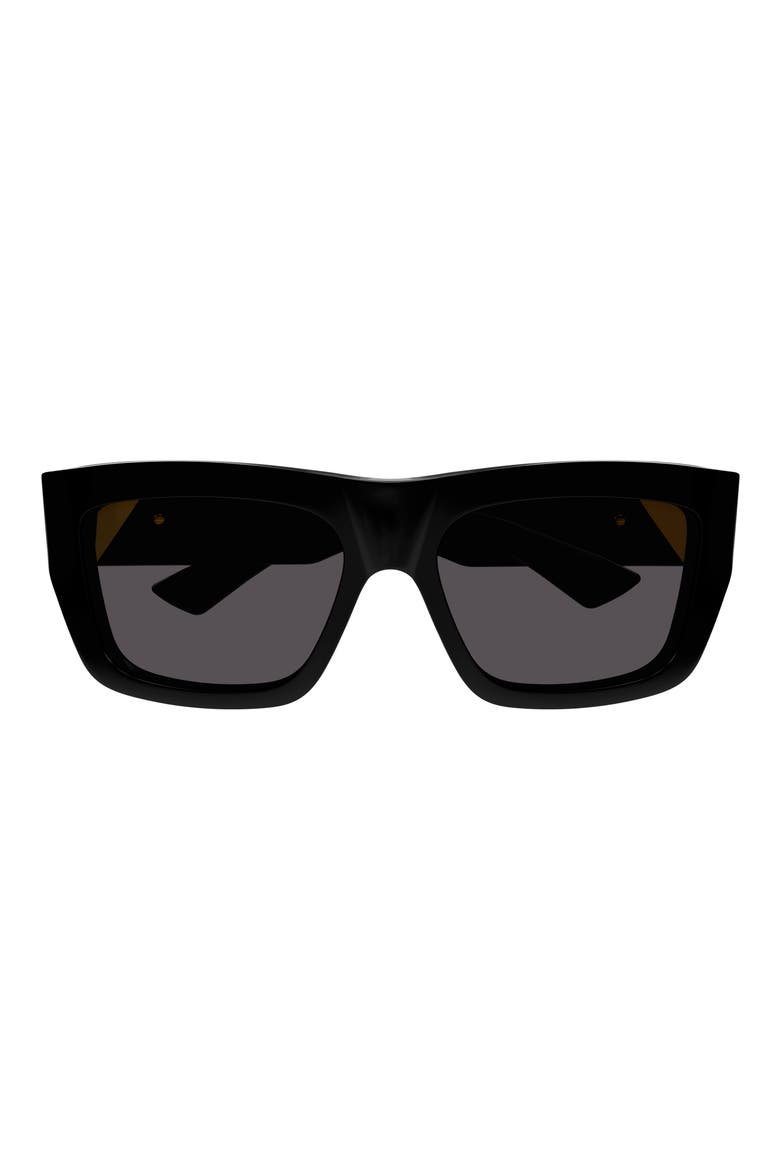 57mm Square Sunglasses, Main, color, BLACK