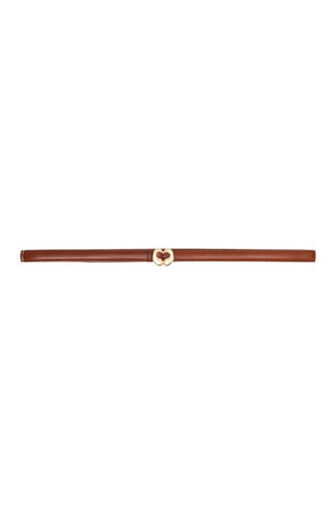 Slim Smooth Leather Logo Belt