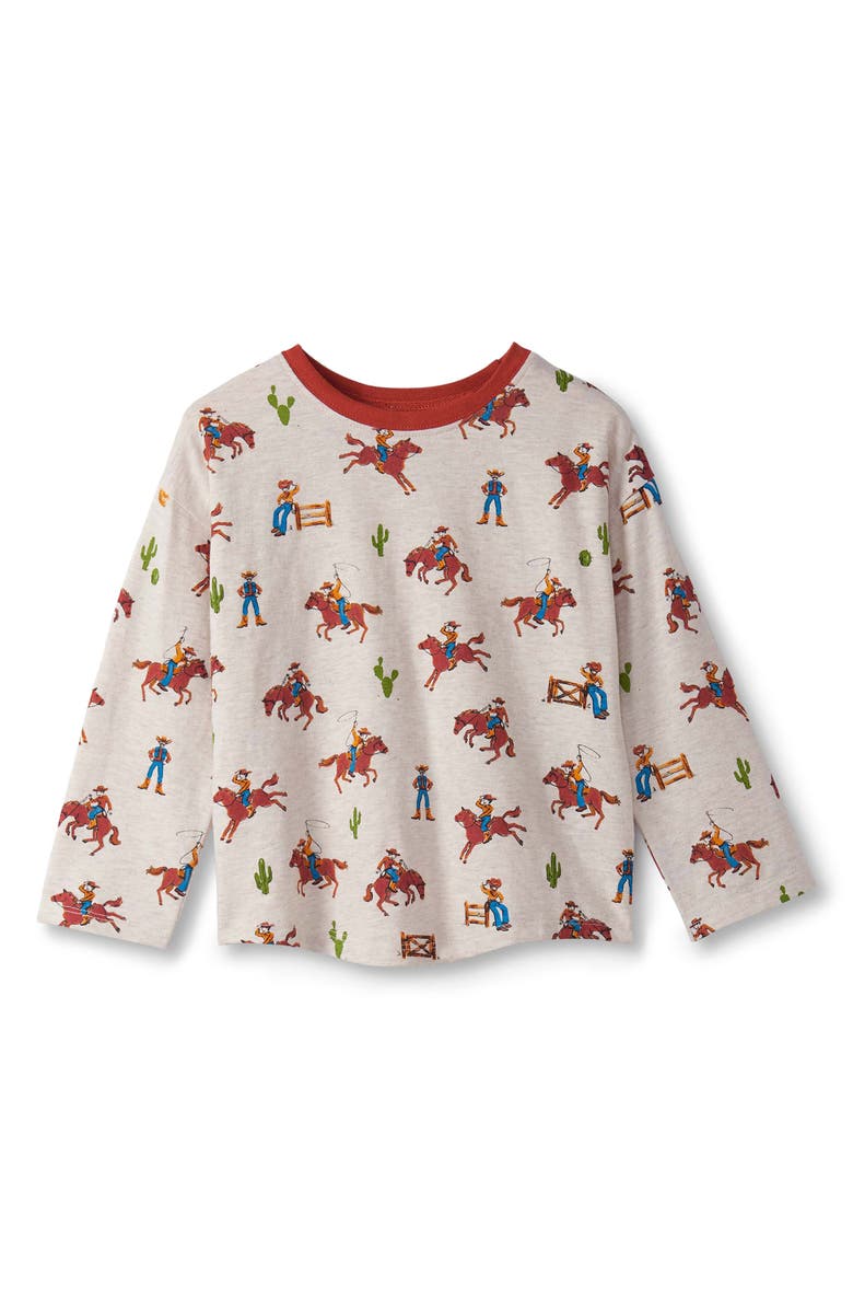 Hatley On the Ranch Print Long Sleeve T-Shirt & Sweatpants Set, Alternate, color, Oatmeal Melange
