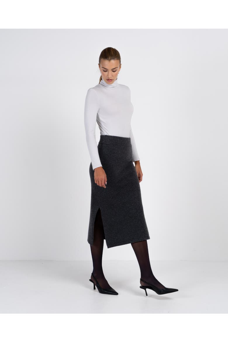 Josie Merino Knitted Midi Skirt, Alternate, color, Charcoal Marl