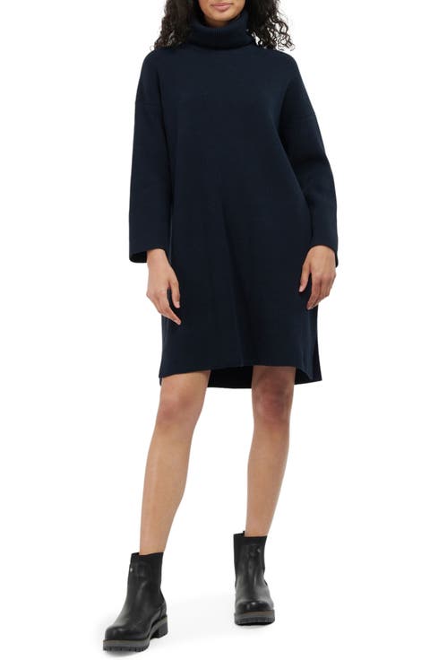 Stitch Long Sleeve Cotton Blend Rib Turtleneck Sweater Dress