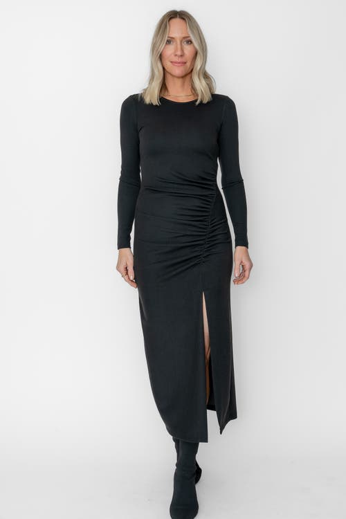 West Of Jacqueline Ruched Midi Dress In Black
