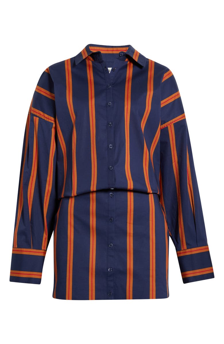 STAUD Cynthia Stretch Cotton Mini Shirtdress, Alternate, color, Railroad Stripe