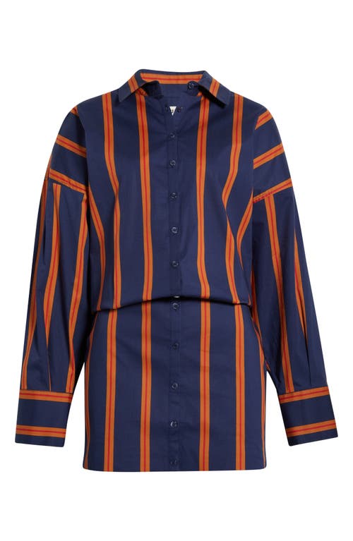 Staud Cynthia Stretch Cotton Mini Shirtdress In Blue