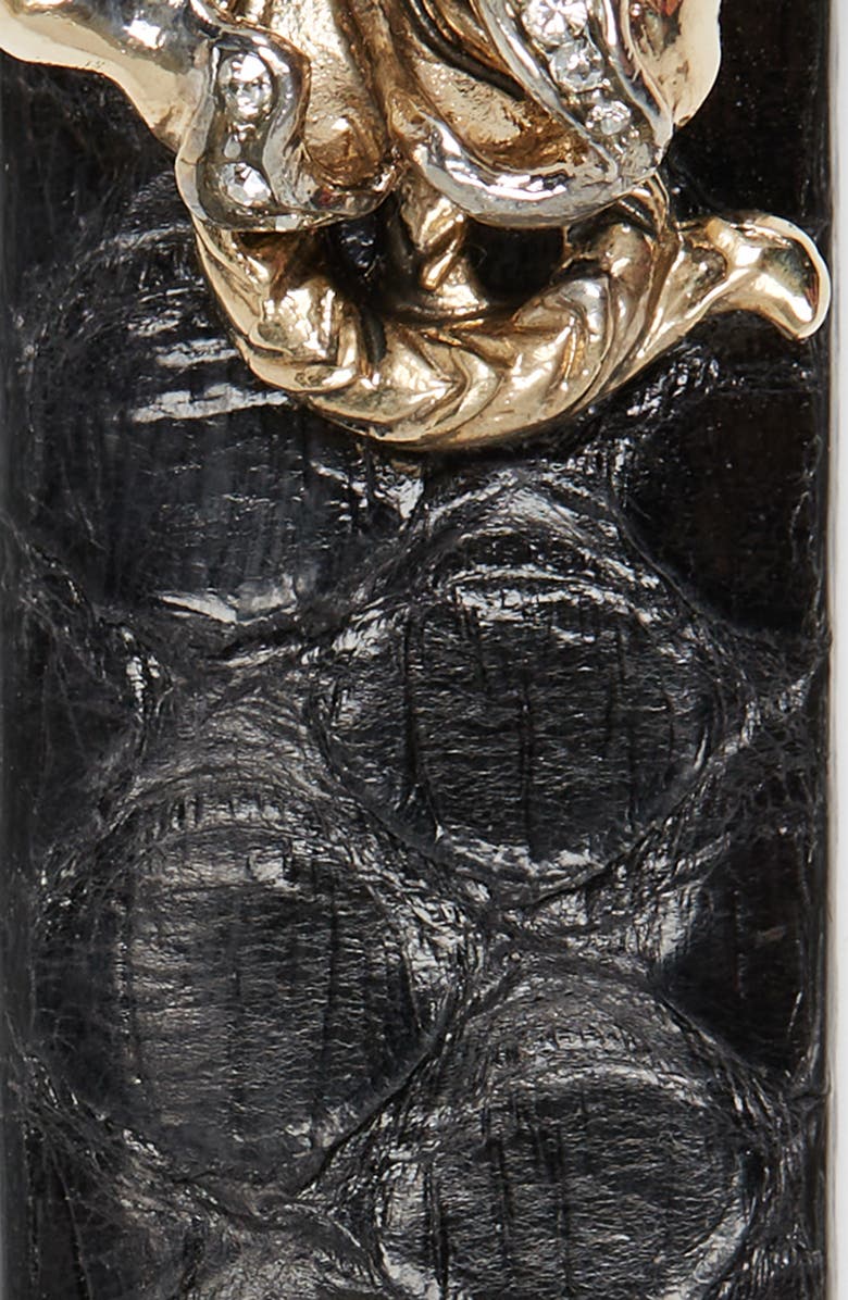 Roberto Cavalli Crystal Flower Croc Embossed Belt, Alternate, color,