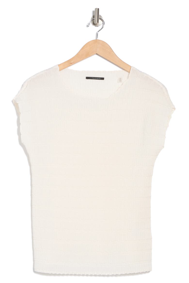 Boat Neck Cap Sleeve Top, Alternate, color, OYSTER WHITE