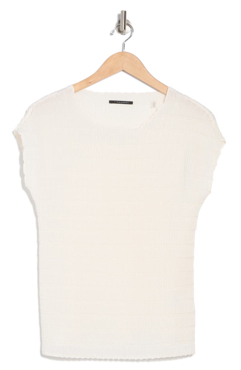 T Tahari Boat Neck Cap Sleeve Top, Alternate, color, Oyster White