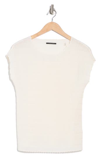 T Tahari Boat Neck Cap Sleeve Top In Neutral