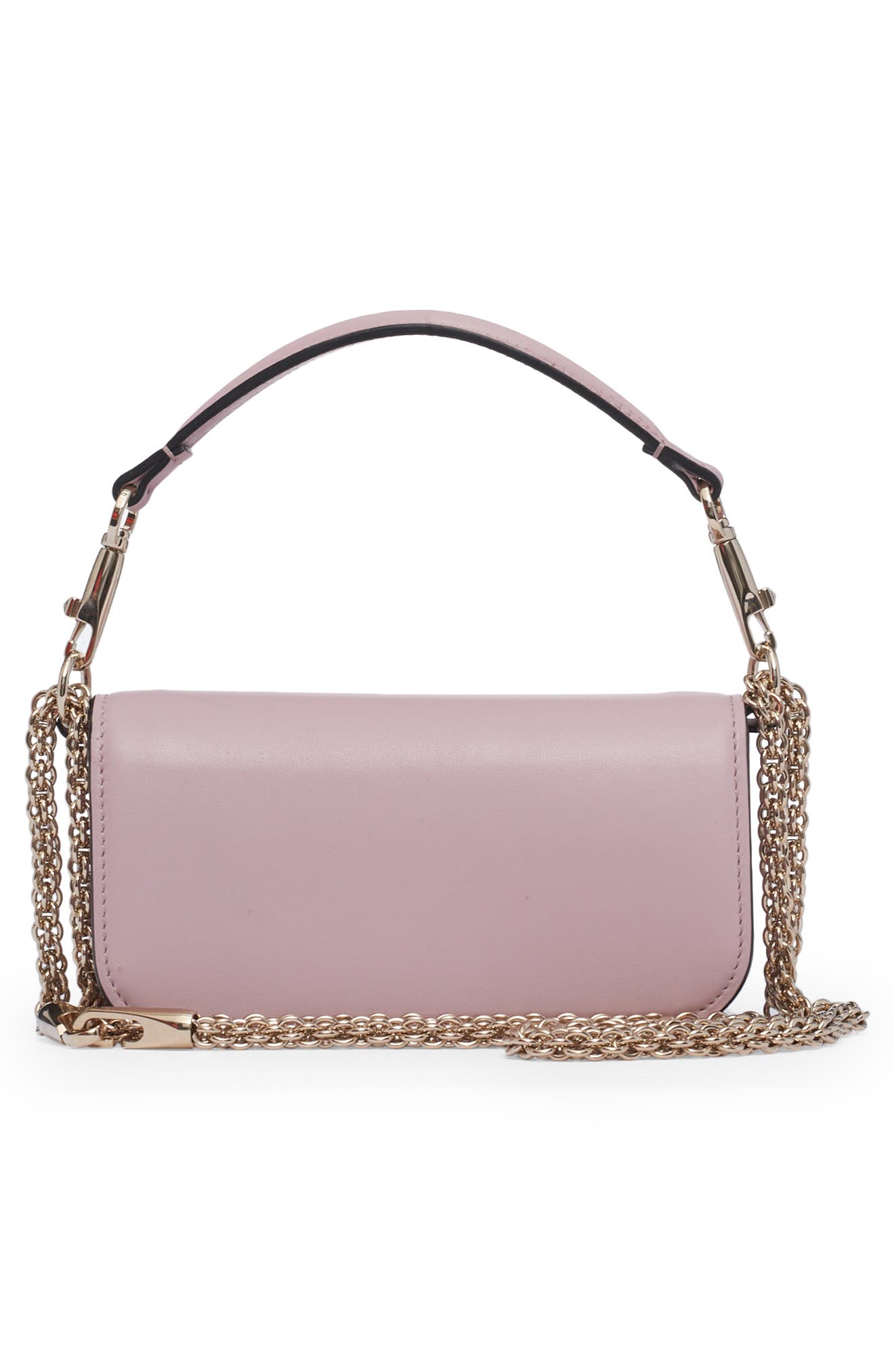 Valentino Garavani Small Locò Crystal Logo Leather Shoulder Bag, Alternate, color, 
