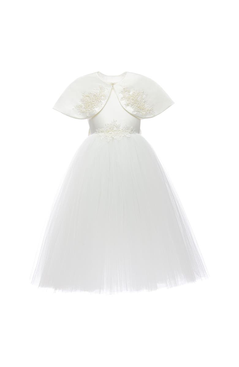 Tulleen Hermione Embroidered Cape Dress, Main, color, White