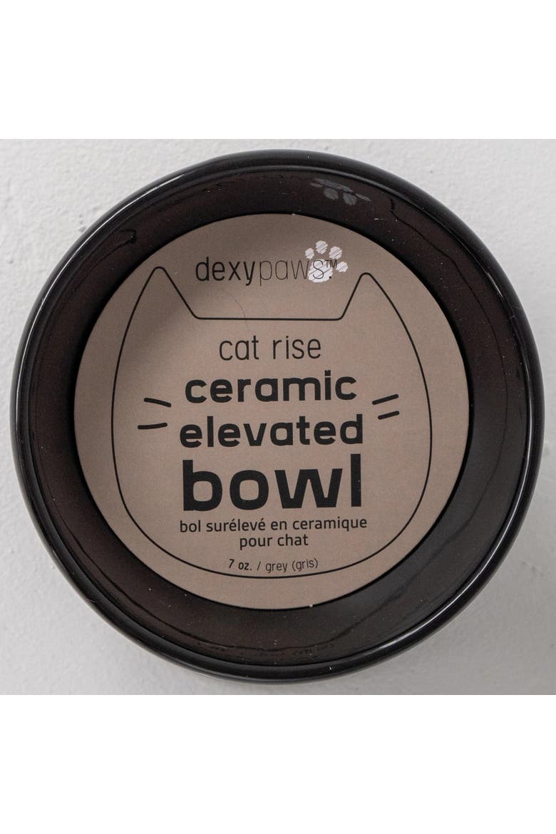Elevated Ceramic Cat Bowl, Black, 7oz, Pet Feeding Dish, Alternate, color, Black