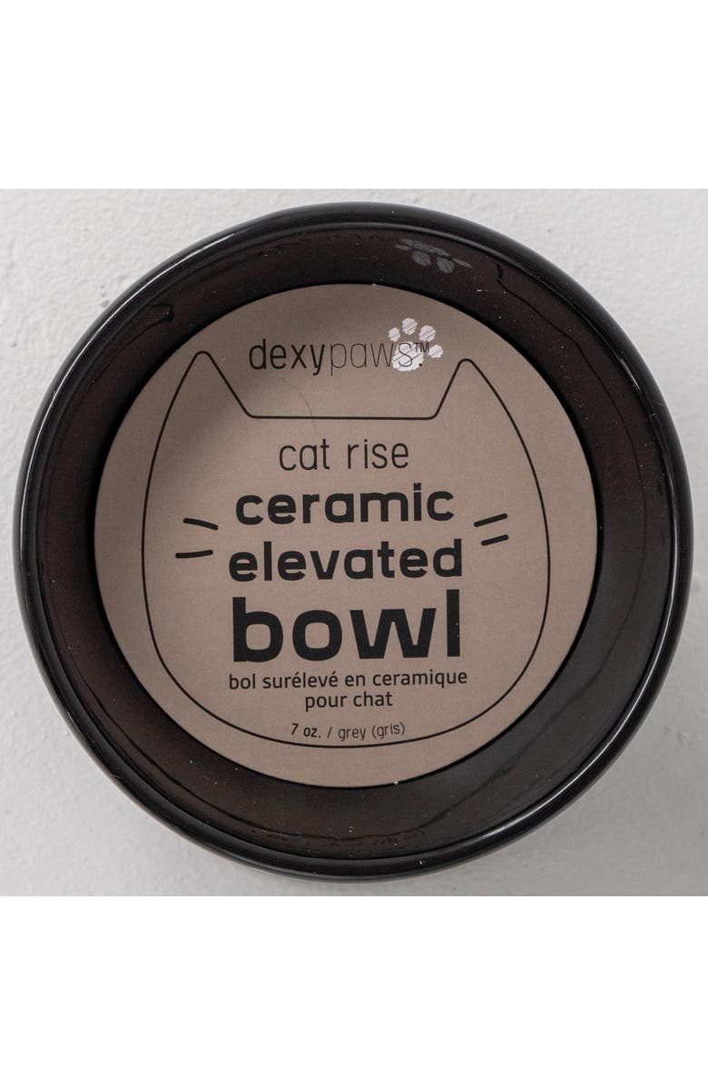 Dexypaws Elevated Ceramic Cat Bowl, Black, 7oz, Pet Feeding Dish, Alternate, color, Black