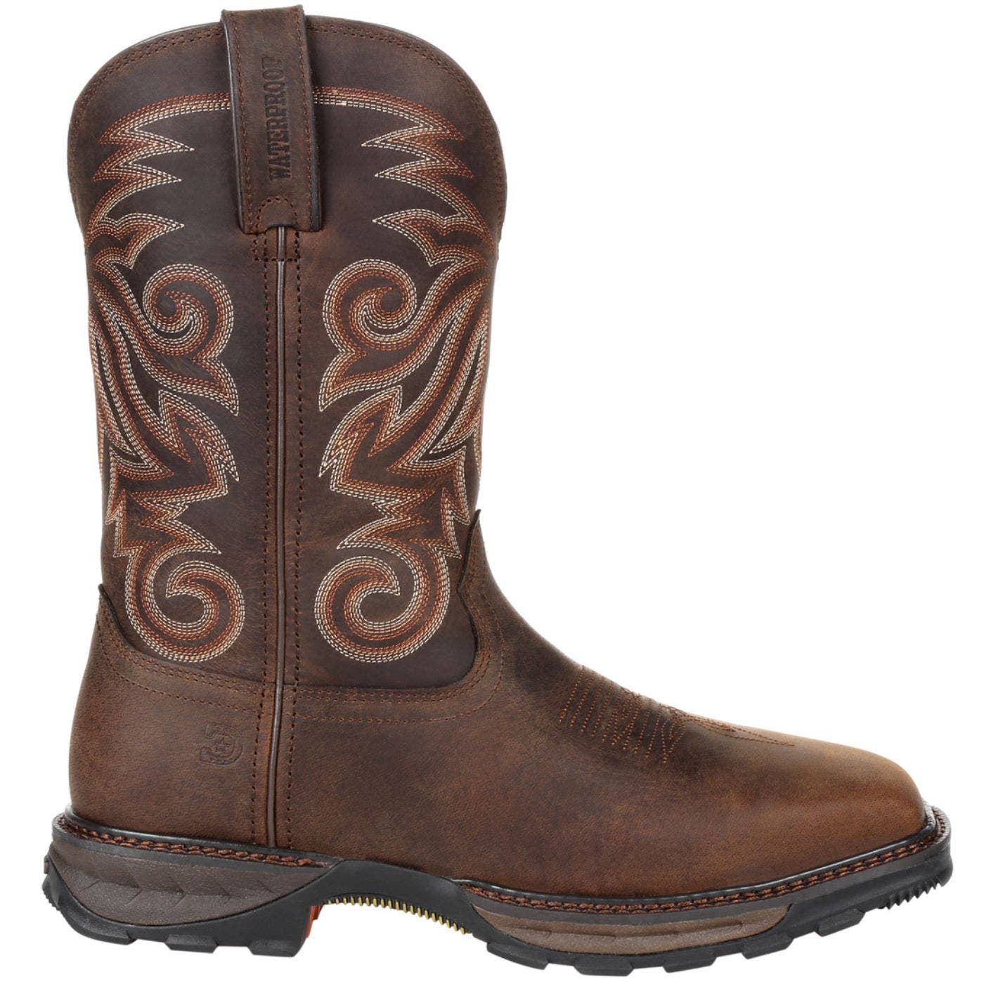 DURANGO Steel Toe Waterproof Western Work Boot, Main, color, Burly Brown