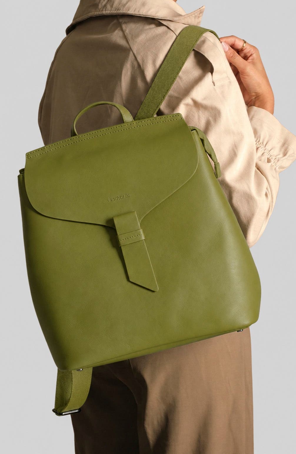 Clementine Leather Backpack, Alternate, color, SEA KELP