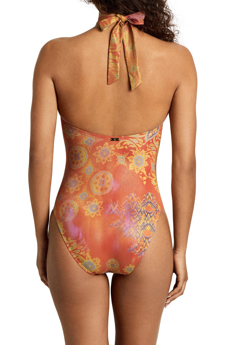 Ring High Neck One-Piece Swimsuit, Alternate, color, ORANGE