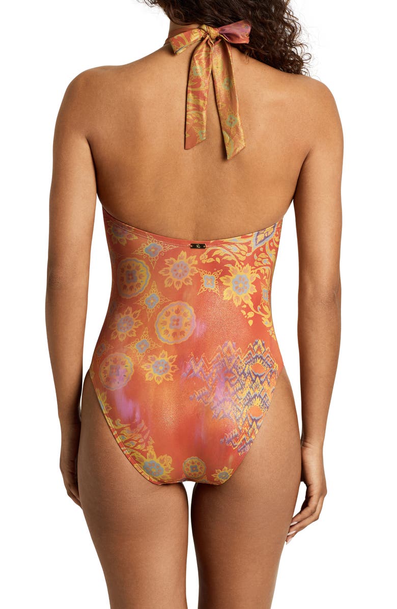 Lauren Ralph Lauren Ring High Neck One-Piece Swimsuit, Alternate, color, Orange