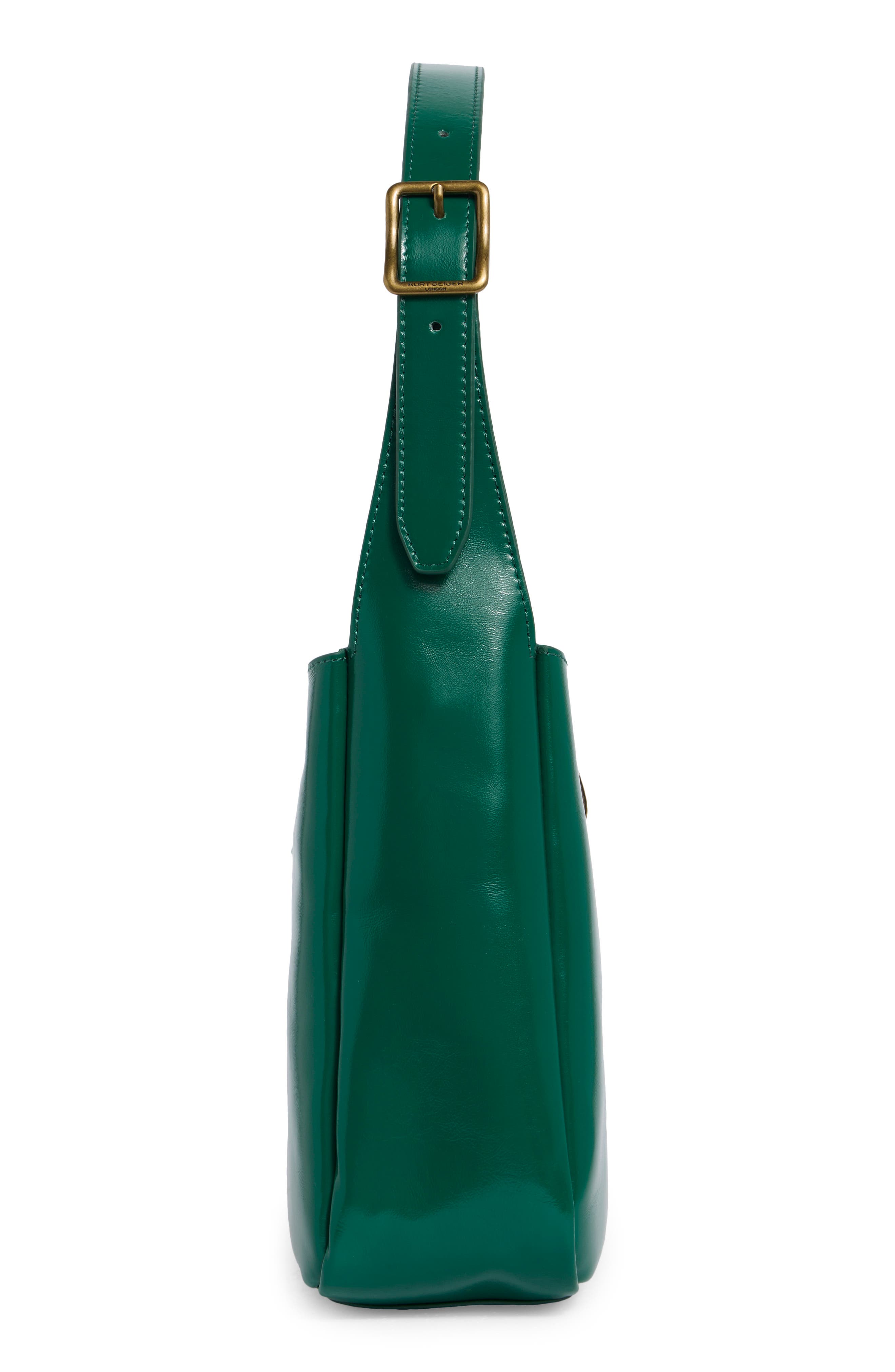 Kurt Geiger London Small Bond Leather Hobo Bag, Alternate, color, Green
