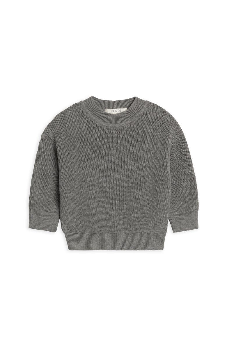 Kendi Laurie Organic Sweater Knit Crew Pullover, Main, color, Heather Charcoal