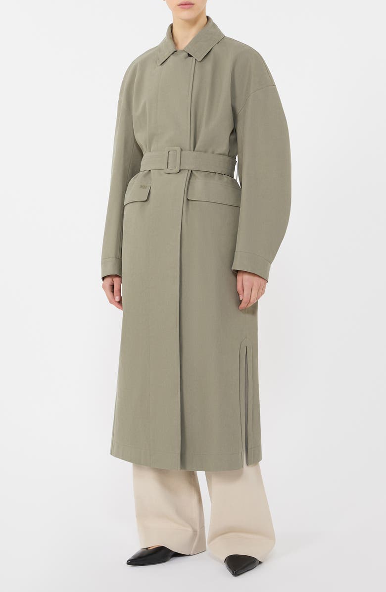 MM by Max Mara Bambola Cotton Blend Raincoat, Main, color, Horn Grey Green