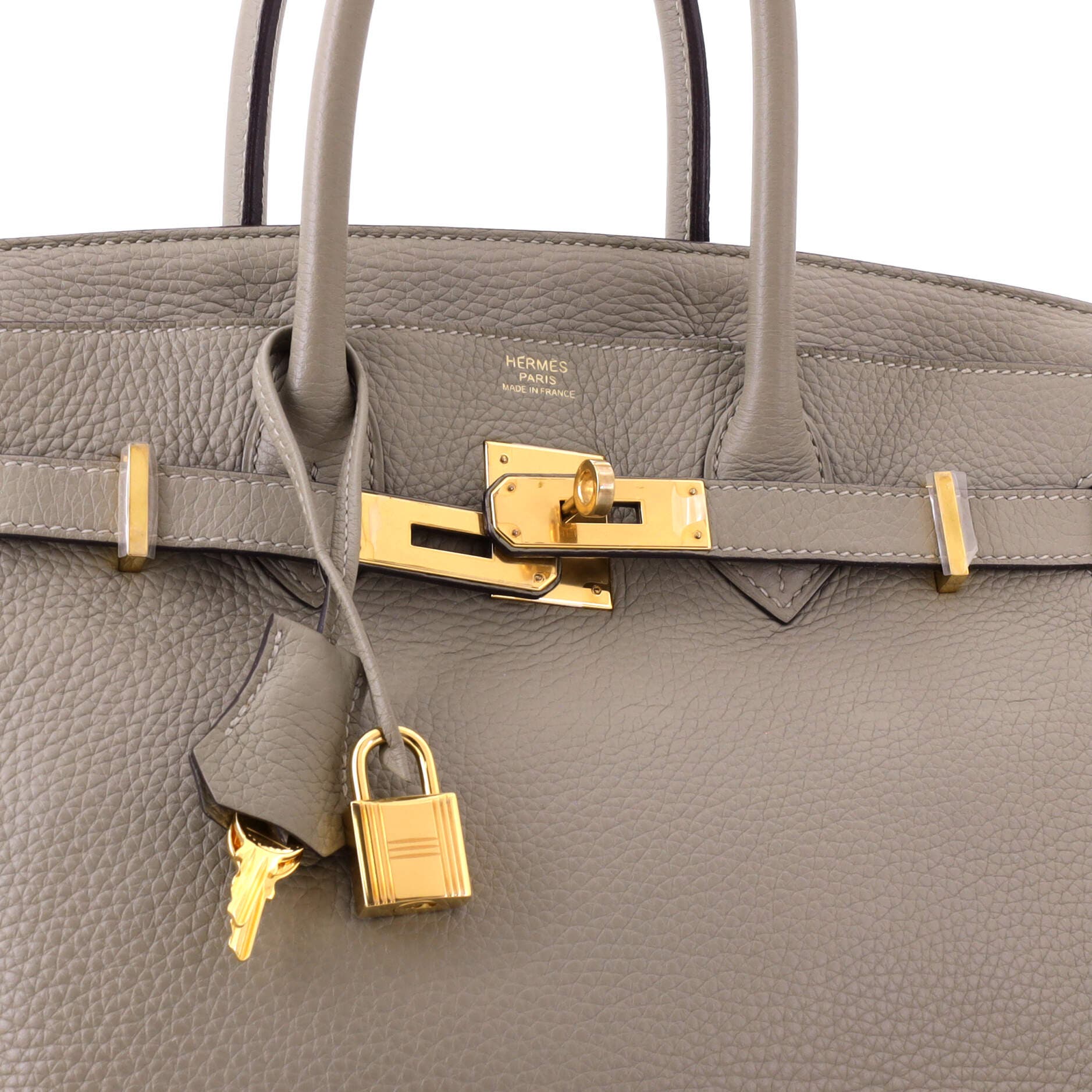 Pre-Owned Hermes Birkin Handbag Green Clemence with Gold Hardware 30, Alternate, color, Sauge