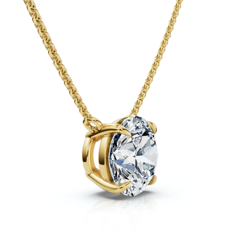 1Ct Floating Solitaire Diamond Pendant 14k Gold Women's 18" Necklace Lab Grown