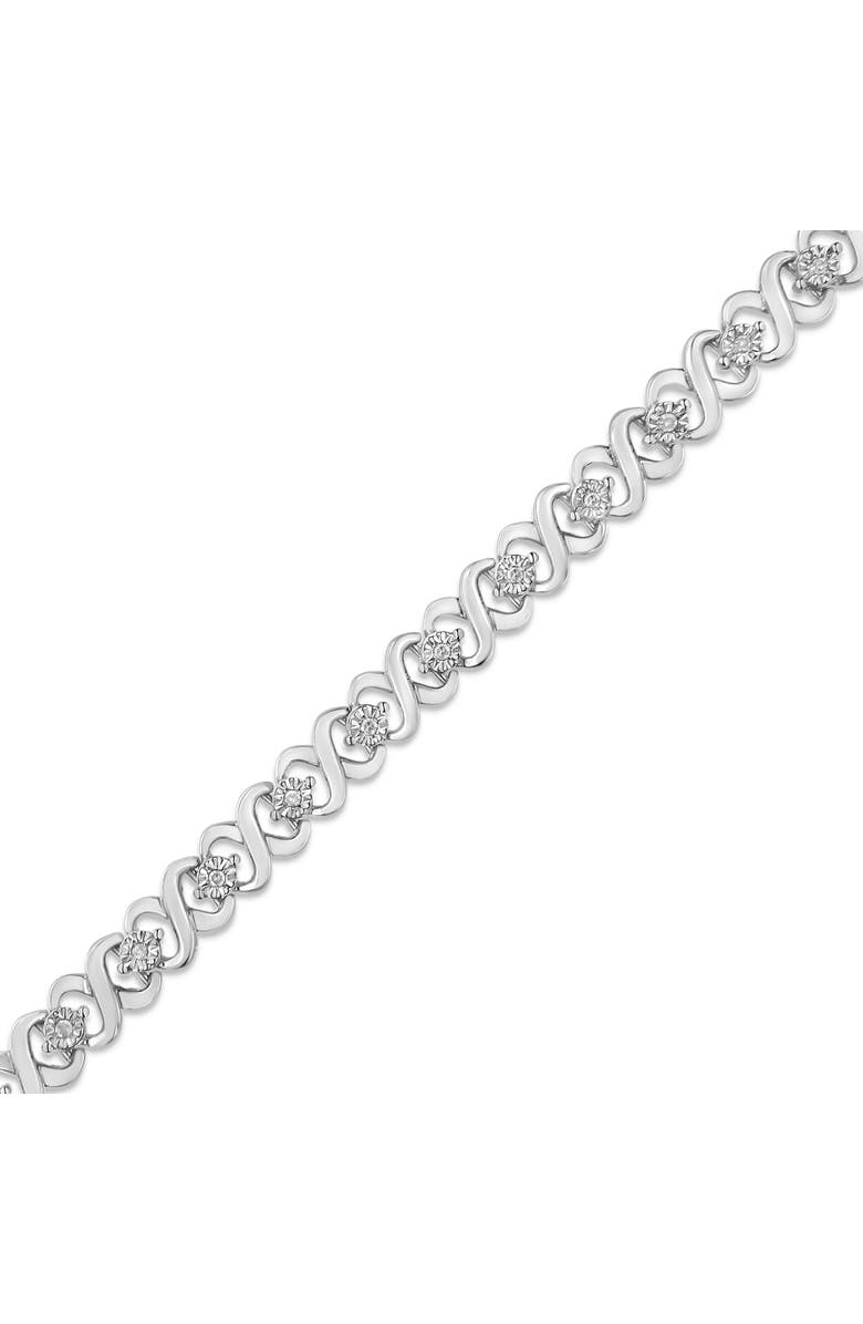 Haus of Brilliance Silver 1/6 Cttw Miracle Set Diamond Infinity Link and Station Tennis Bracelet, Alternate, color, White