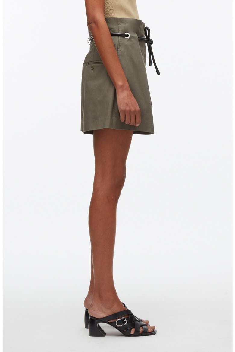 Origami Belted Stretch Cotton Shorts, Alternate, color, ARMY
