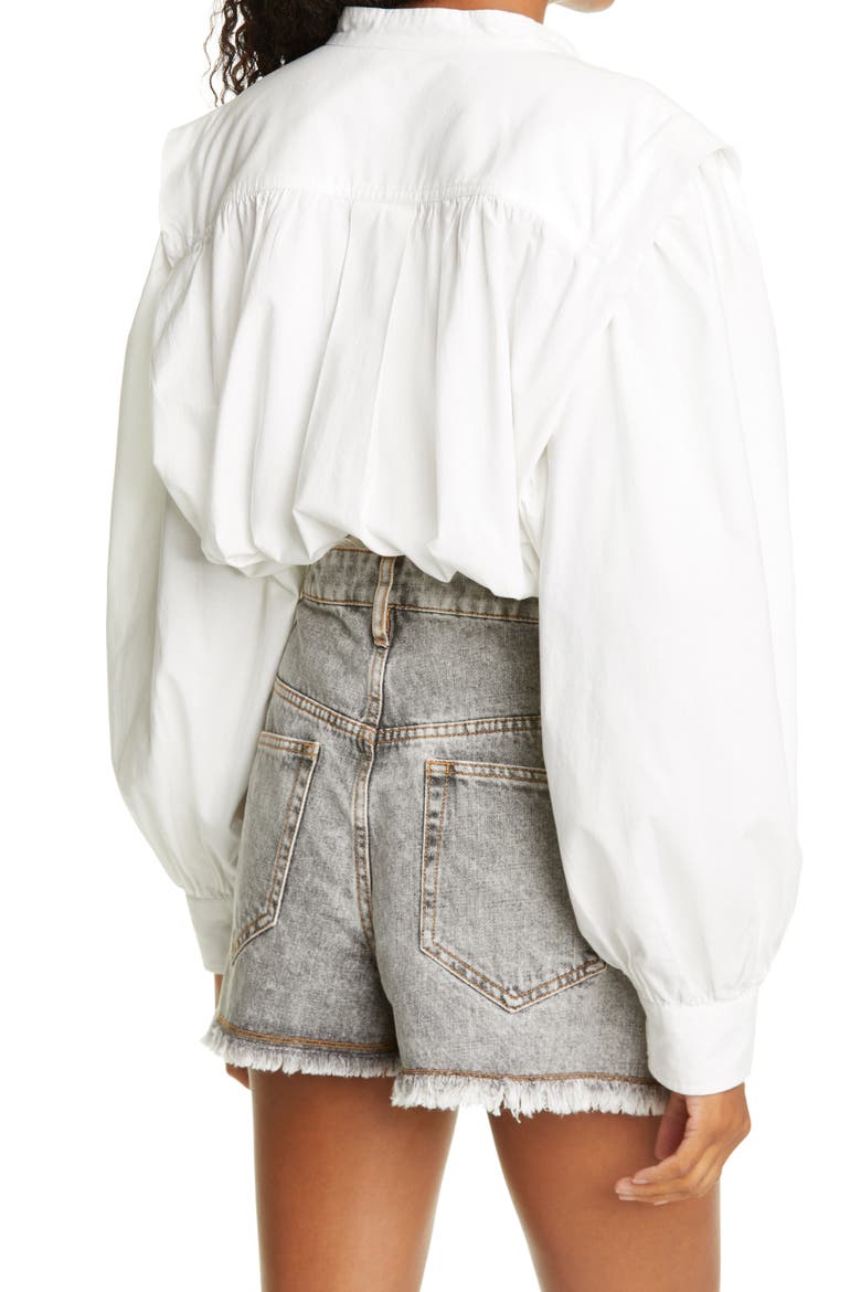 Okina Balloon Sleeve Cotton Blouse, Alternate, color, WHITE