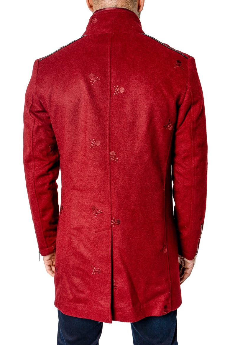 Captainskull Embroidered Peacoat, Alternate, color, RED