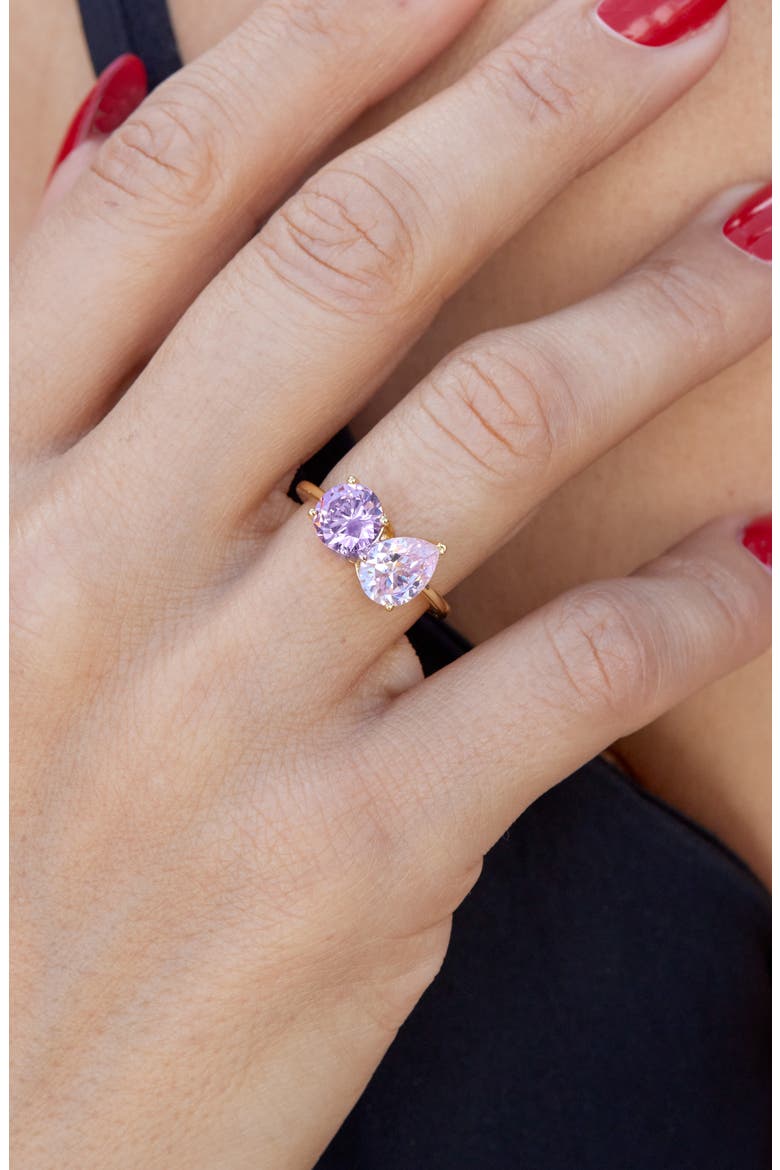 Cubic Zirconia Toi et Moi Ring, Alternate, color, PINK