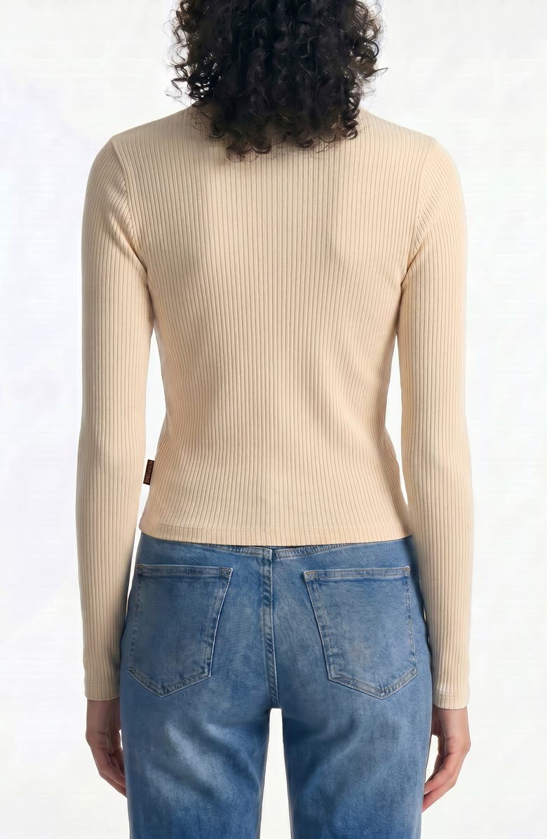 Brooklyn Industries Button Front Long Sleeve Rib Top, Alternate, color, Sandshell