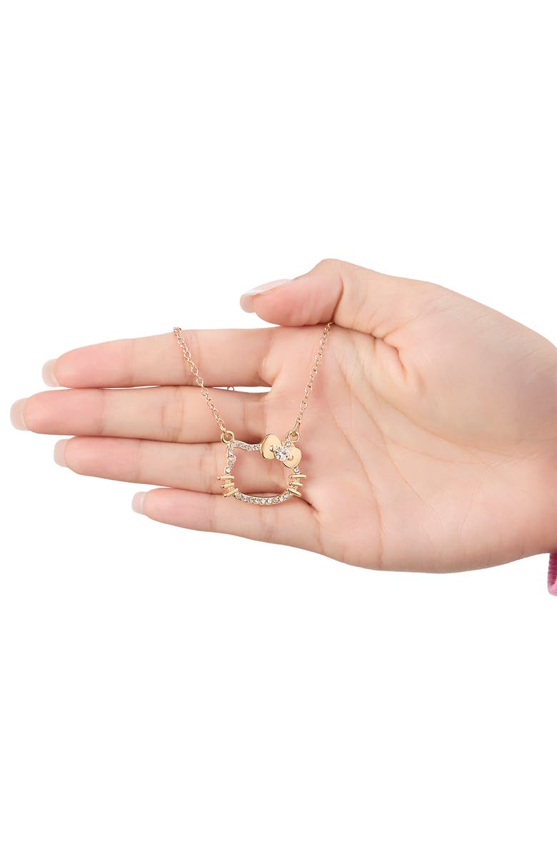 Hello Kitty Outline Pendant Necklace with Chain in Gold Tone, Alternate, color, Gold Tone