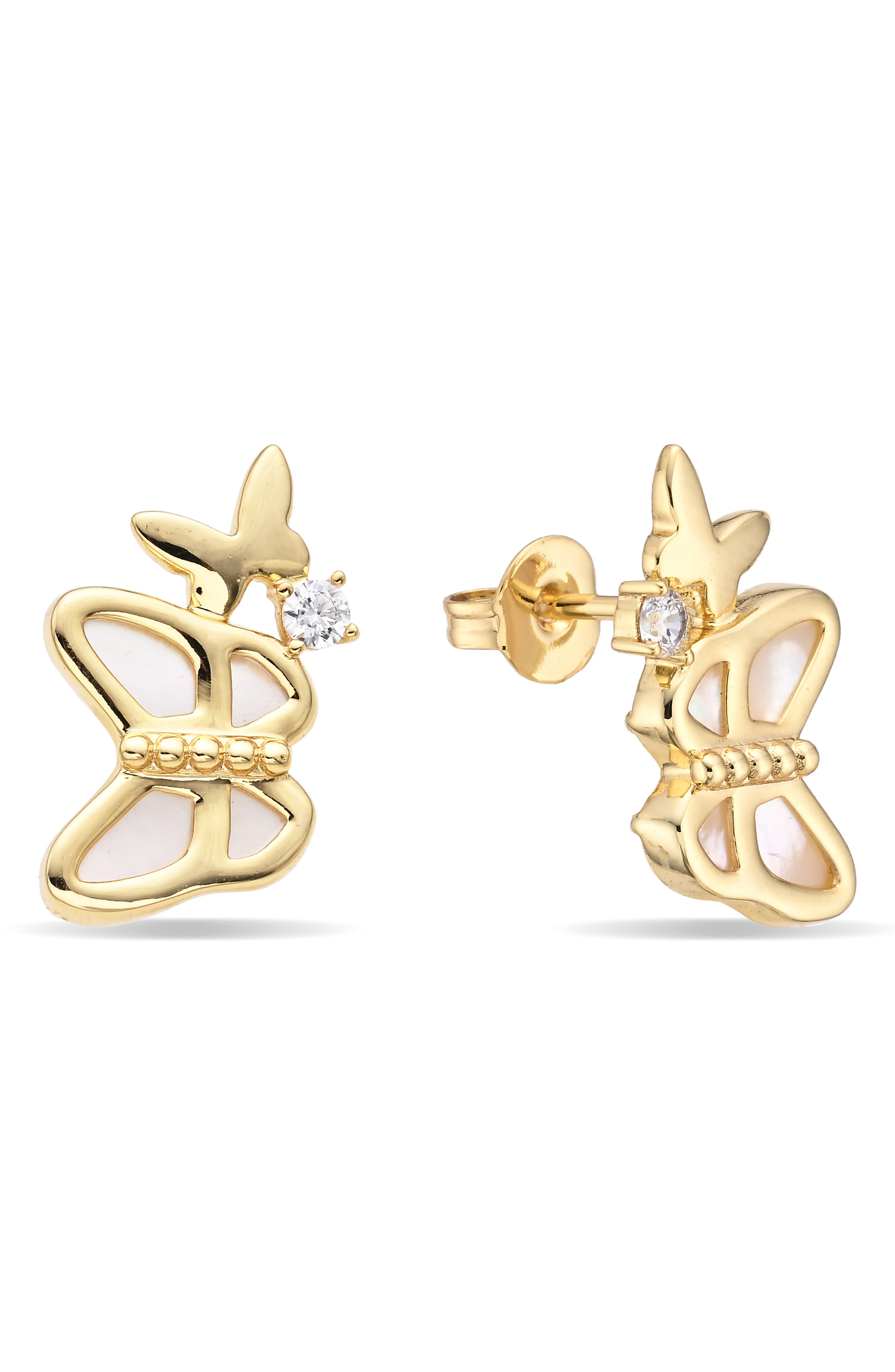 Winged Cubic Zirconia Stud Earrings