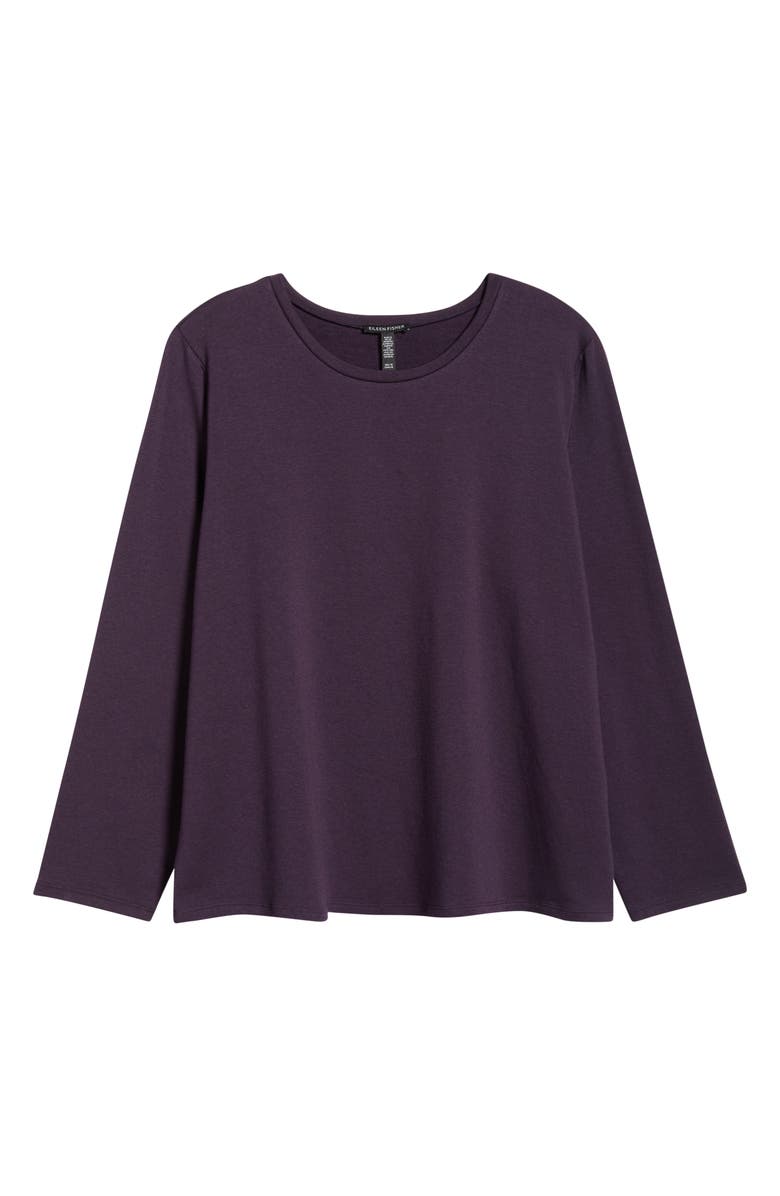 Eileen Fisher Cozy Brushed Terry Crewneck Top, Alternate, color, Aubergine