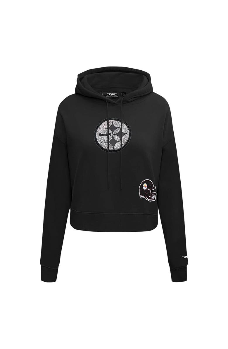 PRO STANDARD Women's Pro Standard Black Pittsburgh Steelers Jeweled Cropped Pullover Hoodie, Alternate, color, 