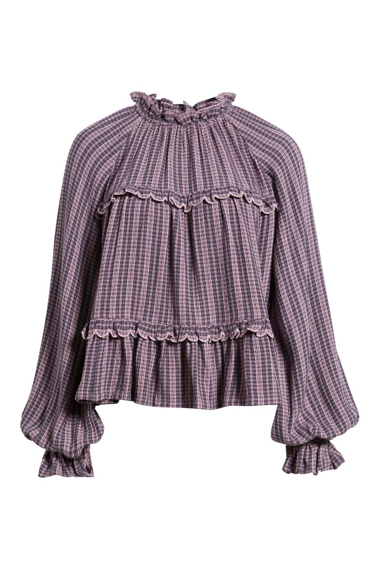 Long Sleeve Plaid Woven Shirt, Alternate, color, NAVY- PURPLE MOLLY PLAID