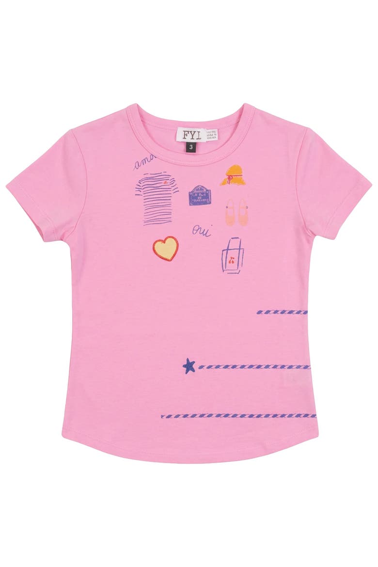 Multi Artwork Stretch Neck Long Sleeve Top, Main, color, Pink