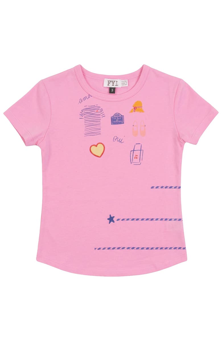 FYI Multi Artwork Stretch Neck Long Sleeve Top, Main, color, Pink