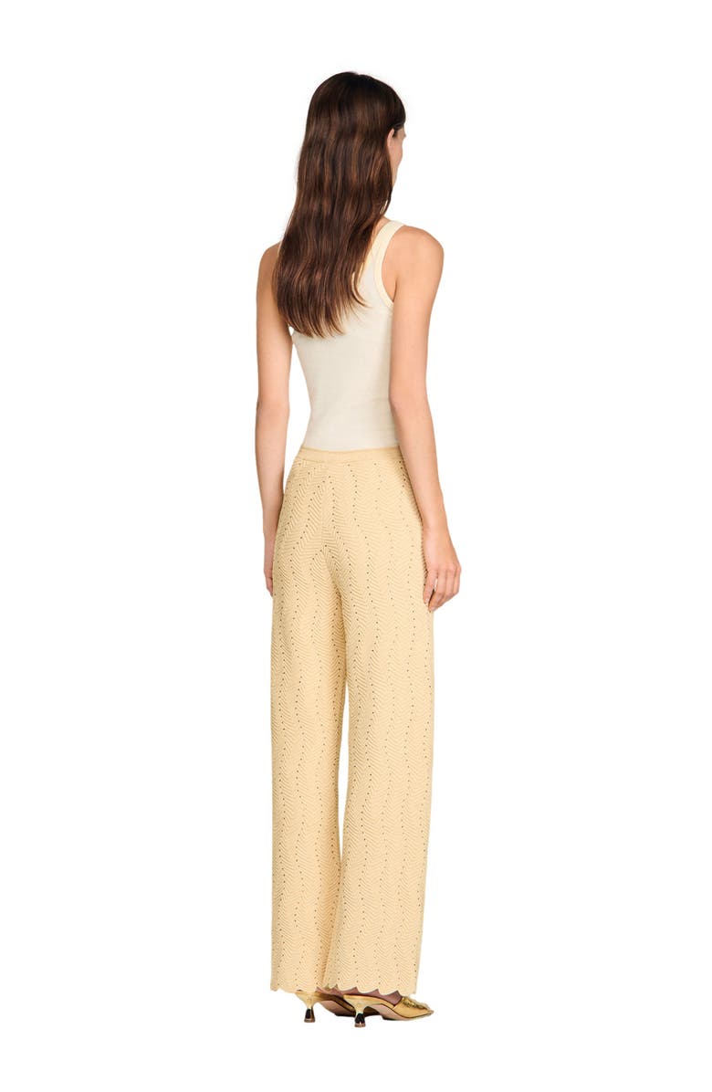 SANDRO Rhinestone knit trousers, Alternate, color, Gold